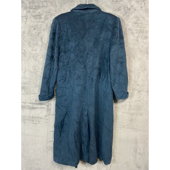 VTG John Weitz Size 12 Aqua Teal Blue Wool Button Over Pea Coat Double Breasted - Picture 10 of 13